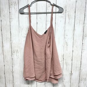 Torrid Women's Plus M/L Blouse Top Sleeveless Pink Solid Polyester V-Neck